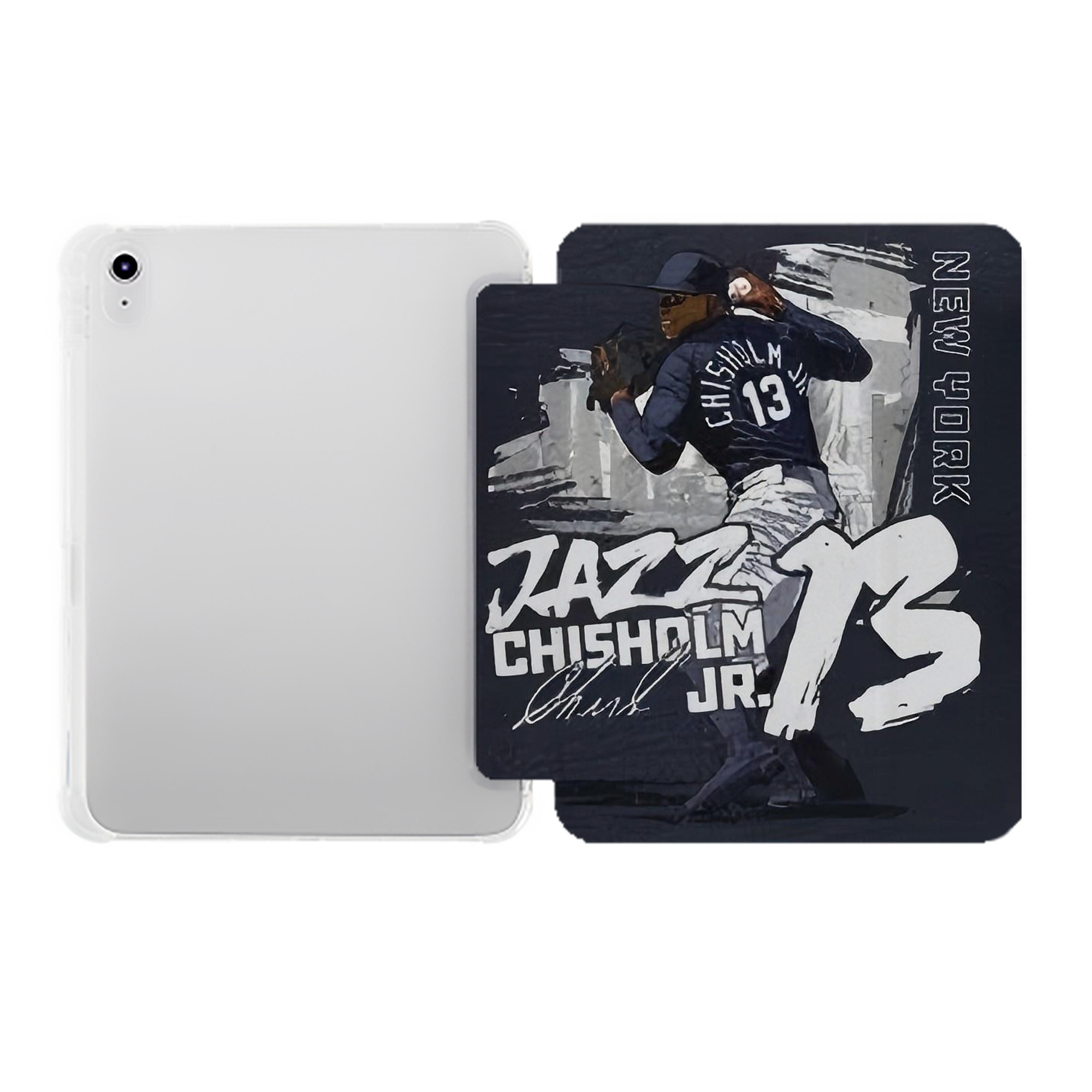 Jazz Chisholm Jr. 61 Premium Tri-Fold PU Leather & Silicone IPad Case With Pencil Slot – Fits 9.5,10.5,10.9 – Adjustable Stand, Slim, Protective